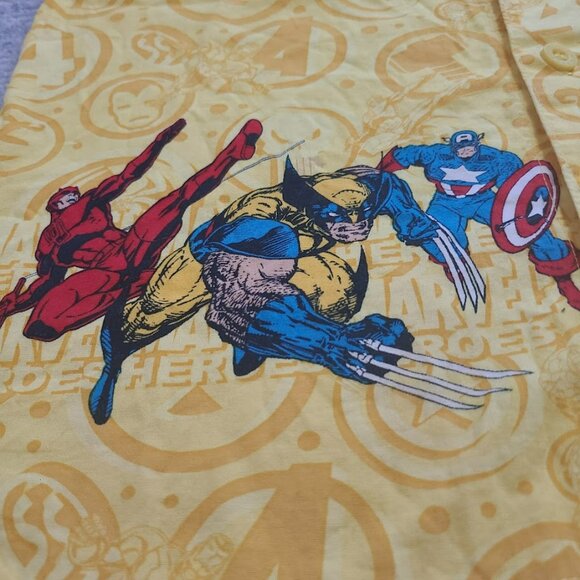 Marvel Heroes Button-Up Shirt Boys 7 Vintage Iron Man Spider-Man Wolverine - Picture 5 of 9